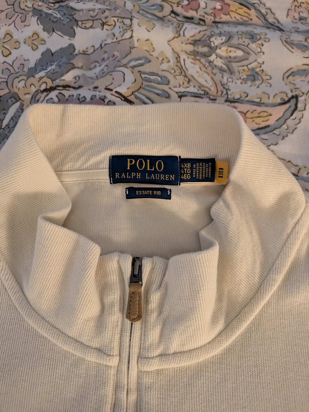 Polo by Ralph Lauren Cream Ribbed Half-Zip Sweater